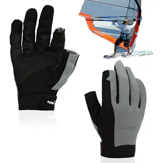 2XK-NOV 1 Paar Hohe Verschleißfestigkeit Segelhandschuhe,Zwei-Fingerlose Handschuhe,Ruderhandschuhe,für Segeln, Yacht, Segelsport, Paddeln, Kajak, Angeln,Herren & Damen (Grau, XXL)
