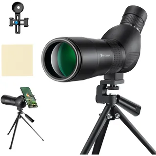 K&F Concept 20-60X60 Telescope Monokular Fernglas 45° Einstellbares Hi-Level-Zylinder-Fernglas zur Vogelbeobachtung mit Handy-Clip, Stativhalterung und Aufbewahrungstasche