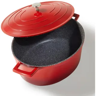Stoneline Gourmet Bräter 32cm 6,6L Rot , Metall , 32x12x25 cm , Kochgeschirr, Töpfe, Bräter