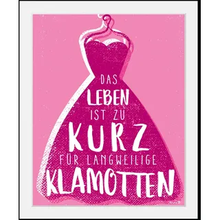Queence »Dress« Fashion Humor Mode Motivationsbilder Sprüche & Texte 1 Stk. tlg. HD Premium Poster-Druck inkl. Holzrahmen,