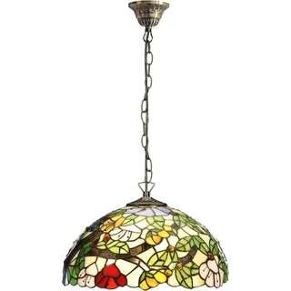 Casa Padrino Luxus Tiffany Hängeleuchte Mehrfarbig Ø 40 x H. 97 cm - Art Deco Tiffany Hängelampe - Wohnzimmer Hängeleuchte - Deko Hängeleuchte - Luxus Tiffany Leuchten - Art Deco Leuchten