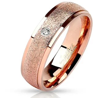 Bungsa 60 (19.1) Rosegold Ring mit Stein Zirkonia Kristall sandoptik schmal Edelstahl Verlobung für Damen und Herren (Ring Fingerring Partnerringe Verlobungsringe Trauringe Damenring Chirurgenstahl)