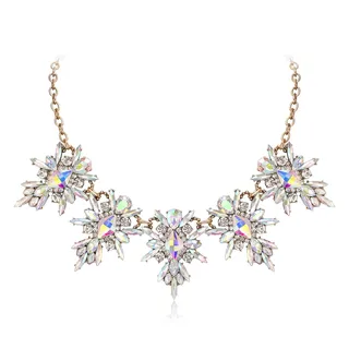 EVER FAITH Strass Chunky Choker Halskette für Damen Kristall Floral Statement für Hochzeit Party