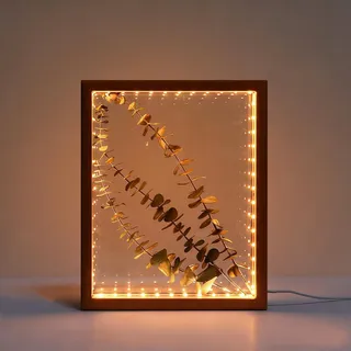 HanYun 3D Bilderrahmen Zum Befüllen mit LED, 21.5X26.5cm Bilderrahmen n tiefer 3.8cm, Objektrahmen 3D Rahmen für Objekte Bilder Blumen Erinnerungsbox für Andenken (Braun)