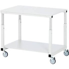 Rau Tischwagen Serie E, 2 Etagen, EGB-Melaminplatten, Stahlrohr-Gestell, 4 TPE-Lenkrollen, B 700 x T 500 x H 650-1000 mm, bis 450 kg, lichtgrau