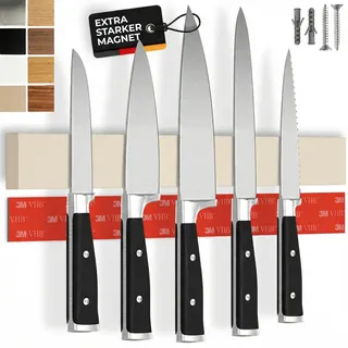CUCINO Messer Magnetleiste selbstklebend - Vergleichssieger mit extra starkem Magnet - Einfache Montage mit 3M Klebeband ohne Bohren, Beige-Rubber 40cm