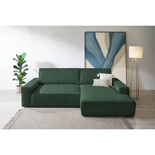 Home Affaire Ecksofa HOME AFFAIRE "NEU: SHERWOOD XXL 284, Big-Sofa L-Form, tiefe Sitzfläche 95 cm, Cord", grün (dunkelgrün), B:284cm H:90cm T:195cm, 100% Polyester, Sofas, Ecksofa, Recamiere rechts/links, als Schlafsofa stellbar, Cord u. Leinenoptik