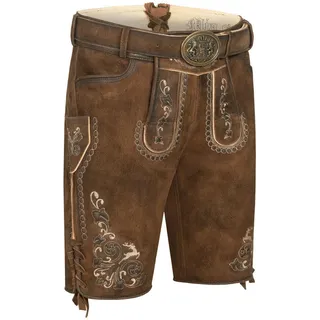 Trachtenlederhose NÜBLER "Lederhosen kurz Latz Manfred", Herren, Gr. 46, EURO, braun, Obermaterial: 100% Lammleder LEL., Hosen Trachtenlederhose