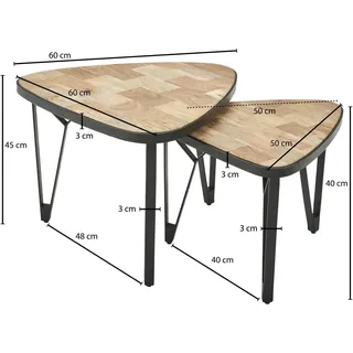 Wohnling Couchtisch-Set Wohnling 2er-Set Holz/Schwarz