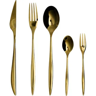BELIANI Besteckset 30-teilig Gold aus Edelstahl inkl. Messer Gabel Löffel Kuchengabel Teelöffel Modernes Design - Gold