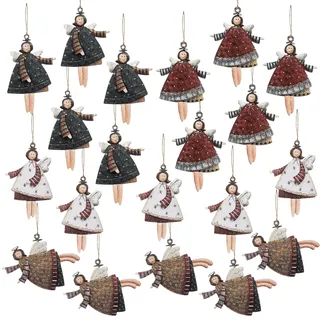 20 Stück Holz Engel Anhänger Christbaumschmuck, Weihnachtsbaumanhänger Weihnachtsengel, Schutzengel Geschenk Christmas, Weihnachtsdeko Klein Weihnachtsanhänger Holz