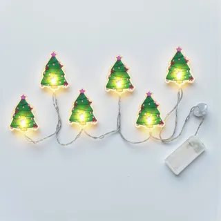 Spetebo LED Tannenbaum Fensteraufkleber Lichterkette 100 cm mit Timer - 6 LED - Weihnachtslichterkette mit selbsthaftenden Figuren - Weihnachtsaufkleber Weihnachtsdeko Fensterbild wiederverwendbar