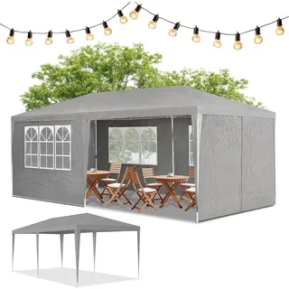 Juskys Partyzelt 6 x 6 m inkl. 6 Seitenteile Dunkelgrau