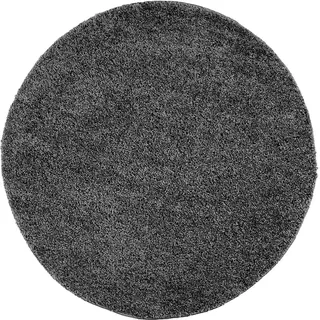 Carpet City Hochflor-Teppich CARPET CITY "Shaggi uni 500" Gr. 9, grau (dunkelgrau), H:30mm Ø:120cm, Kunstfaser, Teppiche, Hochflor-Teppich, Shaggy-Teppich, Uni-Farben, Langflor, Weich