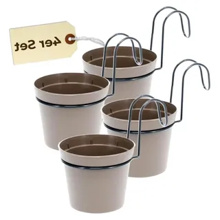 Hängender Blumentopf 4er Set Hängeblumentopf Hänge Blumentopf zum Einhängen Hängetopf Für Pflanzen Hängepflanzen Topf Balkon Hängender Pflanztopf mit Halterung Haken
