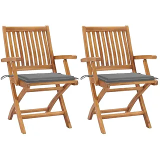 vidaXL Gartenstuhl Klappstuhl 56 x 58 x 88 cm teakholz/grau 2 St.