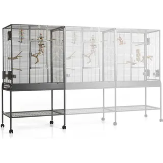 Montana New Madeira Doppel Käfig Erweiterungsmodul Dunkelbraun 85X54 Cm - Dunkelgrau