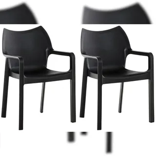 CLP Diva Gartenstuhl 57 x 53 x 84 cm schwarz 2 Stück