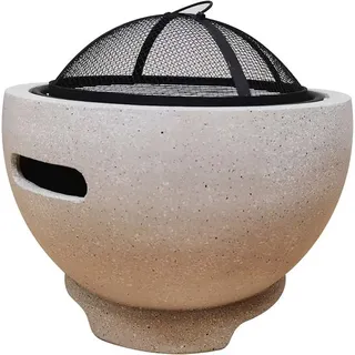Feuerschale & Dekoschale Shanghai ?45xH30 cm aus Kombination von Gußeisen und Polyesterharz mit Funkschutz Feuerstelle Feuerlager zum Grill BBQ für Outdoor Garten Balkon Terrasse