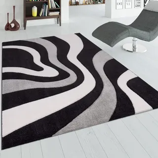 Paco Home Diamond 760 Kurzflorteppich 80 x 300 cm Schwarz/Weiß