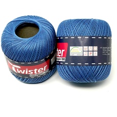 Twister Häkelgarn blau Handstrickgarn Baumwollgarn 2x100g