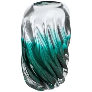 Romimex Vase, transparent, türkis, Glas, 16 x 25 x 6 cm