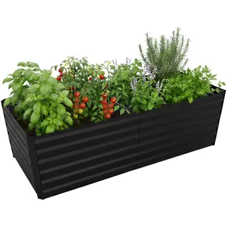 Relaxdays Hochbeet 57 x 180 x 90 cm Schwarz