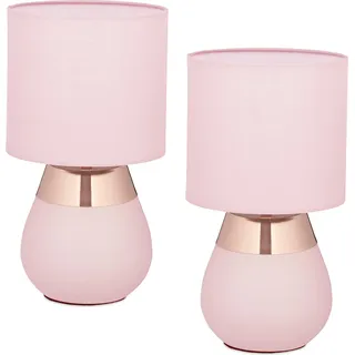 relaxdays Tischlampe mit Stoffschirm 2er Set - Rosa