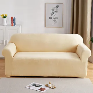 PETCUTE Sofabezüge Elastische 3 Sitzer Sofabezüge Dicke couchbezug Sofa Überwürfe Sofahusse Sahne