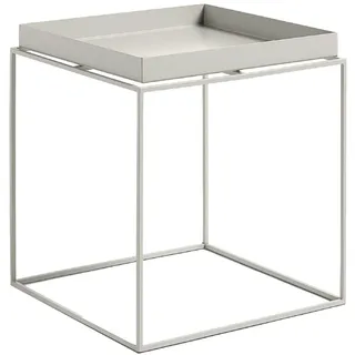 HAY Tray Table Beistelltisch viereckig warmgrau pulverbeschichtetes Stahlgestell, Maße: 40 x 40 x 44 cm, 102503-2409000