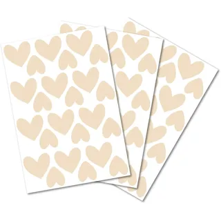 Y014 Herzen Set Wandtattoo Aufkleber Herz Dekor Sticker für Kinderzimmer Babyzimmer (Beige)