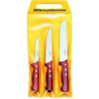 F. DICK Messer Set 3-teilig Holzgriff Ausbeinmesser Stechmesser Blockmesser - Silber