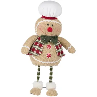 Arti Casa Weihnachtsdeko Innen Lebkuchen - Deko Weihnachten Plüschtier - Fensterdeko 44cm - Winter Deko - Beige