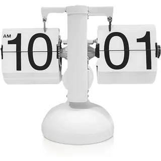 HERCHR Retro-Flip-Uhr, Flip-Schreibtischuhr, Retro-Flip-Uhr, Vintage-Tischuhr, Digital, Automatisches Drehen, Batteriebetrieben, Mechanische Schreibtischuhr, Mechanische Flip-Uhr, Tischuhr