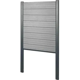 MCW WPC-Sichtschutz Savoie Zaun Windschutz Alu-Pfosten Zum Einbetonieren - Basiselement Schmal 100cm