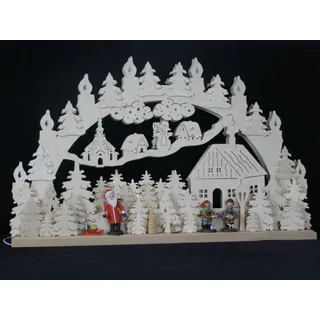 Schwibbogen el. Beleuchtet mit Weihnachtsmann und Stritzelkinder BxH=70x40cm NEU