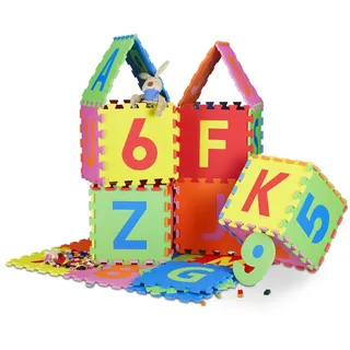 Relaxdays Spielmatte Puzzle , Multicolor , Kunststoff , 31.5x31.5 cm , Teppiche und Böden, Teppiche, Kinderteppiche