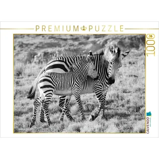 Calvendo Verlag GmbH CALVENDO Puzzle Ein Motiv aus dem Kalender SÜDAFRIKA HARTMANNS BERGZEBRAS IN SCHWARZ-Weiss 1000 Teile Lege-Größe 64x48cm Foto-Puzzle für glückliche Stunden