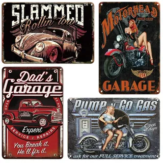 QUMENEY Vintage-Wandschilder aus Metall Schilder Poster Retro-Auto | Dekoratives Wandschild aus Blech für Café, Bar, Pub oder Biergarten (30 x 20 cm)
