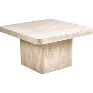 BELIANI Couchtisch Beige MDF Platte Travertin Stein Optik 80 x 80 cm Quadratisch Modernes Design Wohnzimmer - Beige