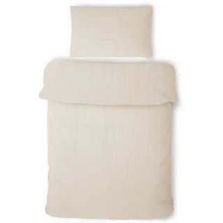 LAYNENBURG Musselin Kinderbettwäsche 100x135cm + 40x60cm – 100% Baumwolle – Oeko-Tex Standard – 3 lagiges Musselin Bettwäsche Set für Baby, Kinder, Jungen & Mädchen (beige)