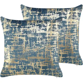 Beliani Dekokissen 2er-Set 45 x 45 cm Blau