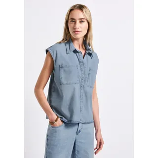 STREET ONE Damen, A345826 Jeansbluse Look, ultra bleached random washed, 36
