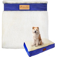 Ellie-Bo Ersatzbezug für Hundebett Größe L, 87 x 57 cm, blau, aus Kunst-Wildleder und Schaffell, geeignet für das große 91-cm-Hundebett aus Memory-Schaum