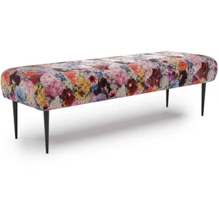 CAVADORE Sitzbank Amba, Trendige Polsterbank 2,5-sitzig für Küche, Esszimmer oder Wohnküche / Küchenbank passend zum 2,5-Sitzer Amba / 139 x 52 x 54 / Jacquard Flachgewebe: Blumenmuster Rot