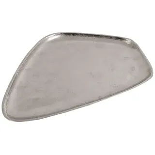 Brandsseller Deko Tablett Deko Teller ca. 35 x 25 cm Deko Schale Aluminium RAW OPTIK Silber