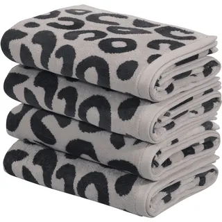 OTTO home Anna Leopardenmuster Handtuch 50 x 100 cm grau 4 St.