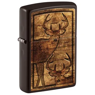 Zippo Sturmfeuerzeug - Outdoor Wooden Nature, Brown, Color Image - Nachfüllbar - Wiederverwendbar - Windfestes Design - Geschenkbox - Made in USA