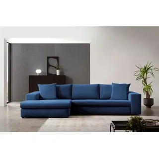 Home Affaire Ecksofa HOME AFFAIRE "SLEETLAND XXL in Samtvelours oder Vintage-Leder-Optik, L-Form", blau (navy blau), B:325cm H:72cm T:167cm, Sofas, Ecksofa, besonders groß und bequem