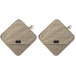 Koala Spain Topflappen mit Silikon, hitzebeständig, mit Grifftasche, gepunktetes Design, Beige, recycelte Baumwolle (Packung mit 2)